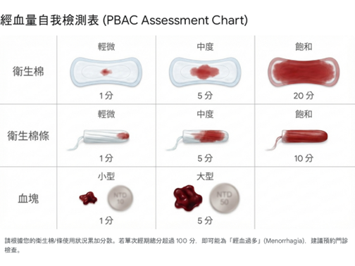PBAC經血量評估系統圖表量化衛生棉使用量判斷經血過多與子宮肌腺症